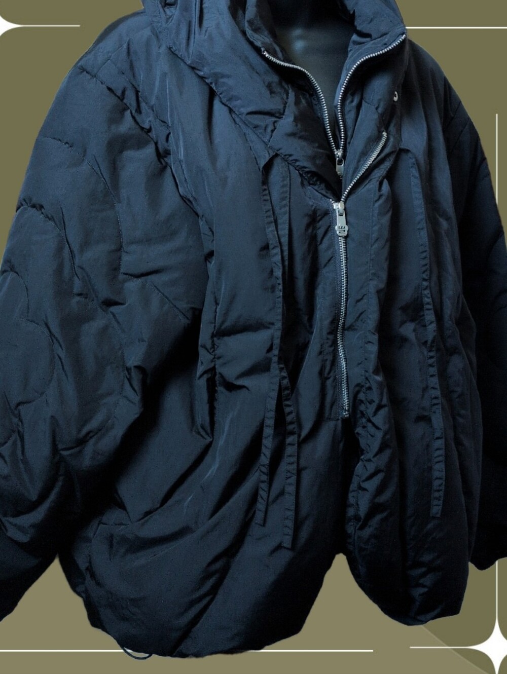 ✨ Sundae School Black Origami Wrap Around Puffer Jacket Size M